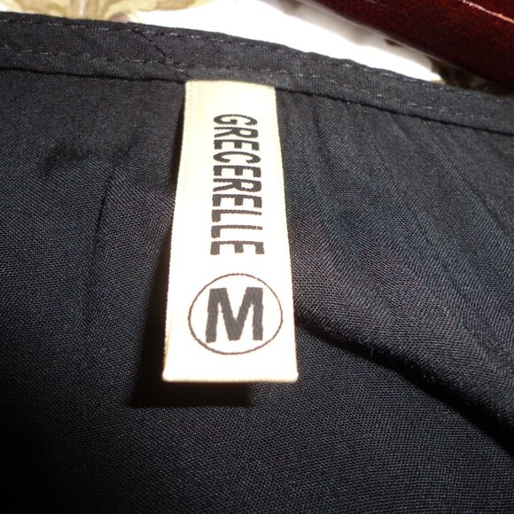 NEW GRECERELLE Maxi Wrap Dress M Black Waist Ties Ruffled Cap Sleeves V-Neck - Picture 10 of 16